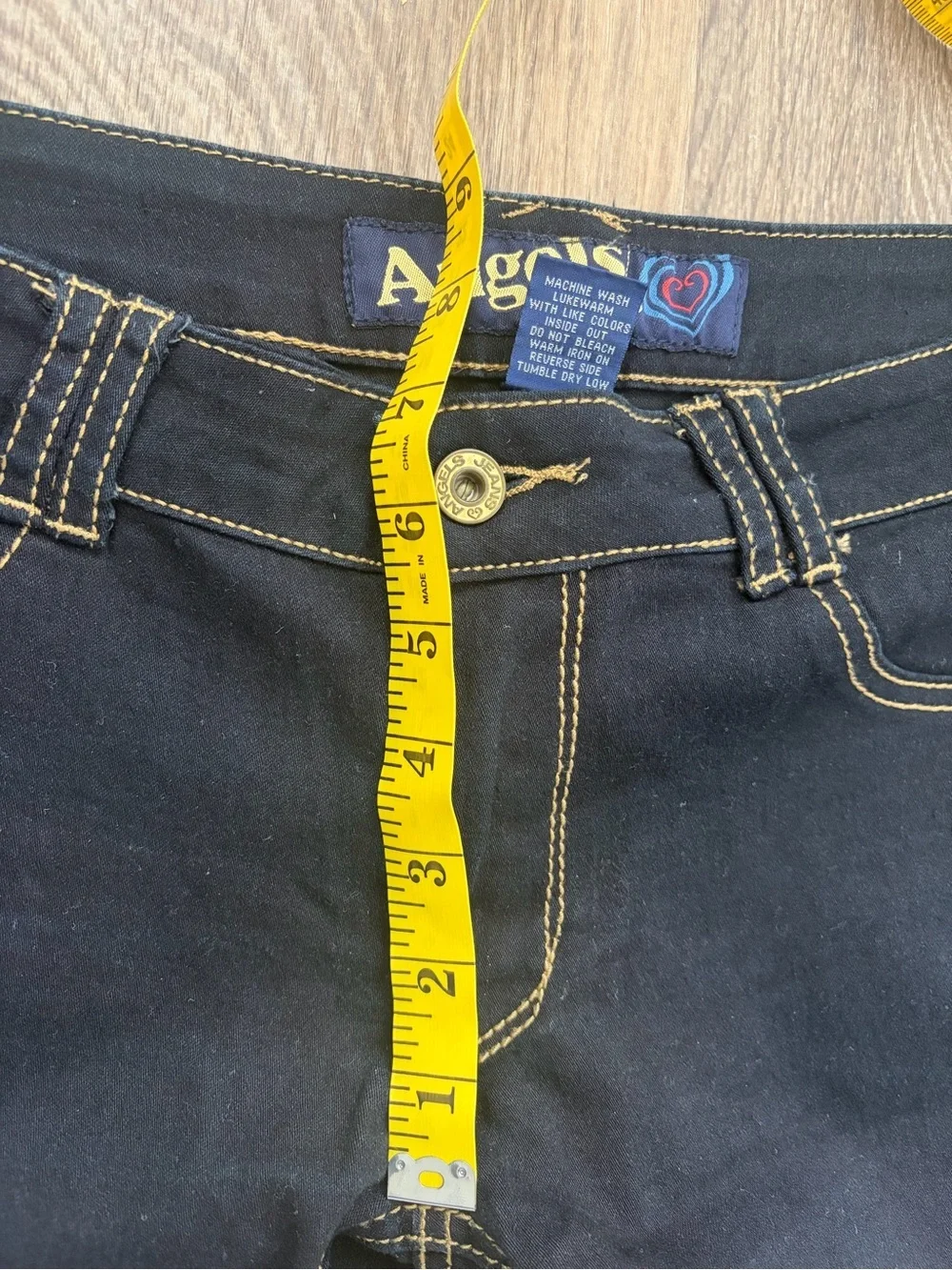 Angel Jeans Y2K Ultra Low Rise Skinny Dark Wash Stretch Denim Size 9 McBling Emo